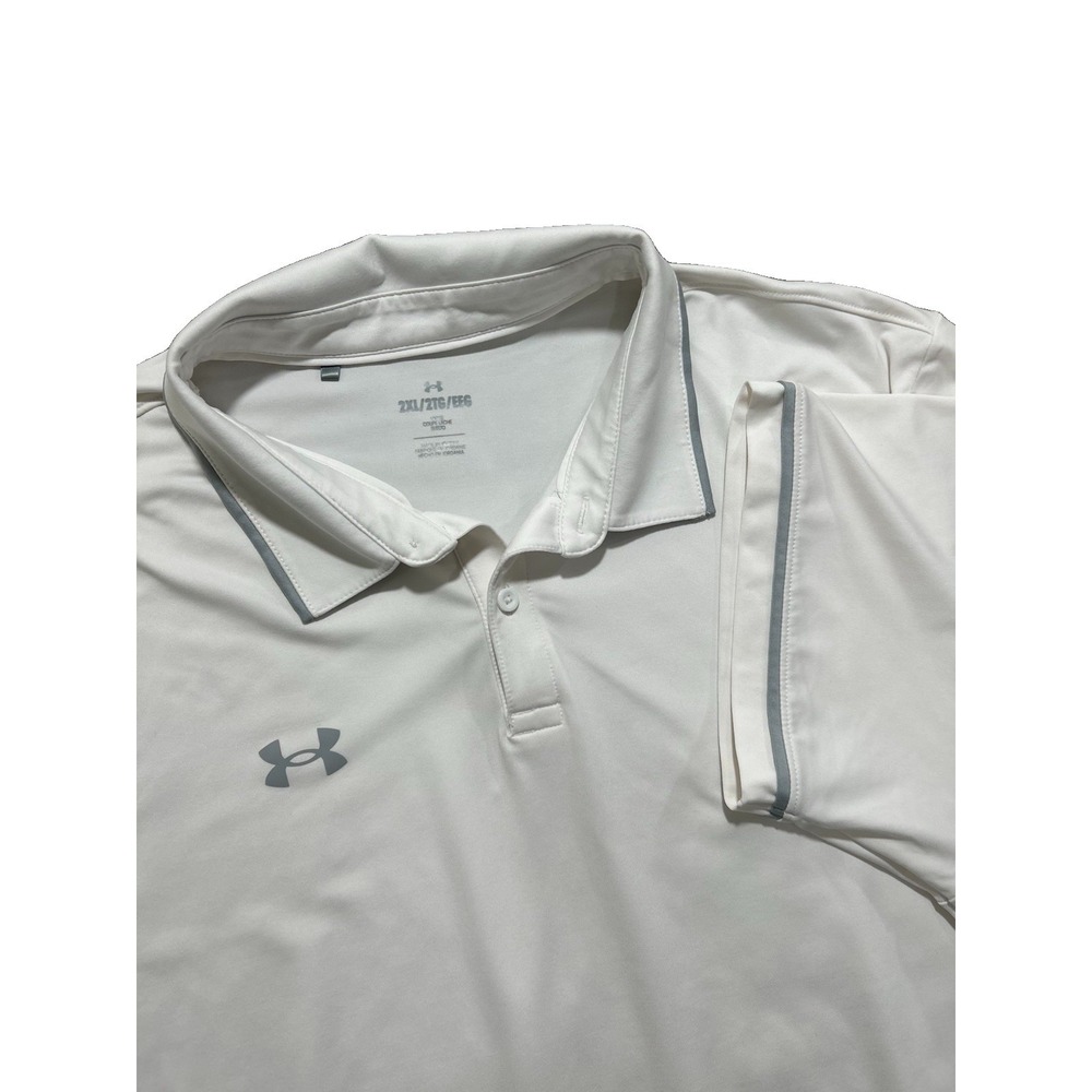 Under Armour Men's XXL Tipped Team Performance White Polo Loose Fit